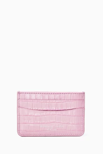 Slim Card Holder in Croc-embossed Leather