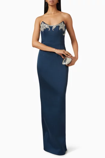 Lessa Strapless Gown in Bonded Satin