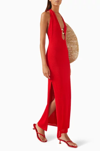 Montego Halter Maxi Dress in Lace Crochet