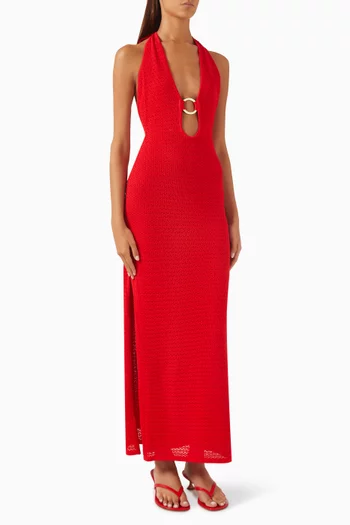 Montego Halter Maxi Dress in Lace Crochet