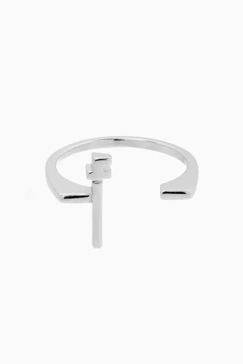 Thin 'Alef' Flat Top Ring in 18kt White Gold