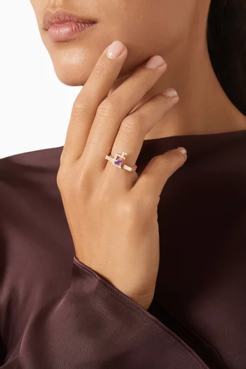 Flat Top Initial '3ein' Open Sapphire & Diamond Ring in 18kt Rose Gold