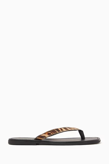 Clea Flip-flop Sandals in Calf Hair