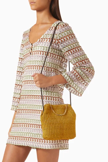Small Slouch Shoulder Bag in Metallic Raffia