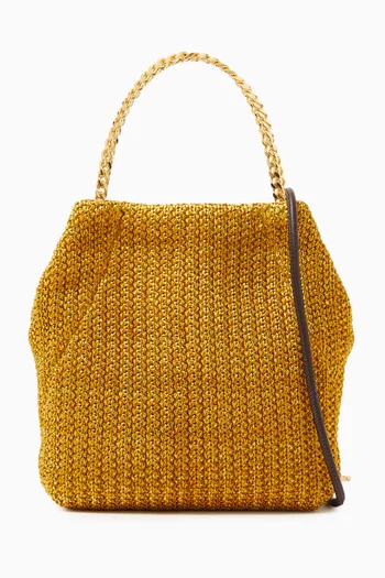Small Slouch Shoulder Bag in Metallic Raffia
