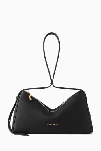 SMALL PRISM SHOULDER BAG IN LEATHER WITH ZIPPER CLOSURE AND CLIP TO ALLOW FOR MULTIFUNCTIONAL WEAR:BLK:One Size|219801020