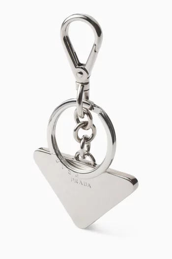 Triangle Logo Keychain in Saffiano Leather