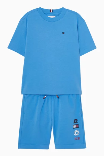 Graphic Shorts in Cotton-blend