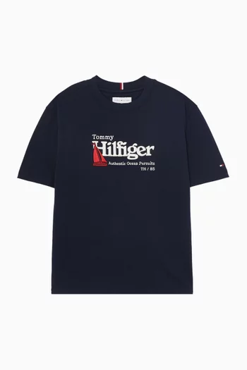 Logo Embroidery T-shirt in Cotton-piqué