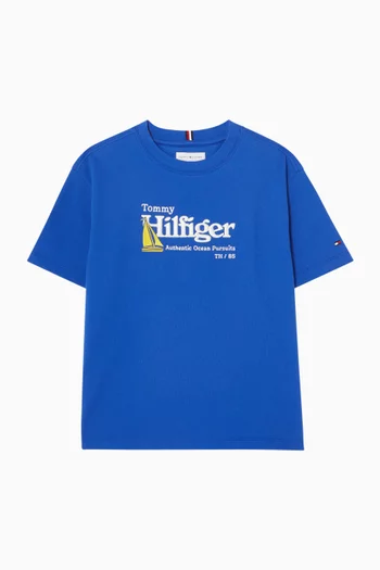 Logo Embroidery T-shirt in Cotton-piqué