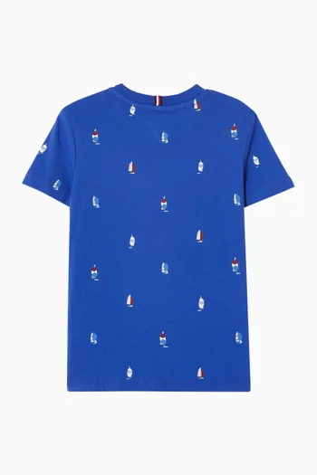 Sailboat Print T-shirt in Cotton
