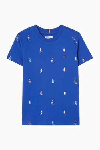 Sailboat Print T-shirt in Cotton