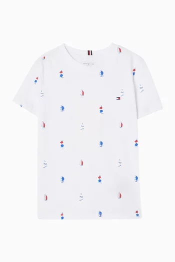 Sailboat Print T-shirt in Cotton
