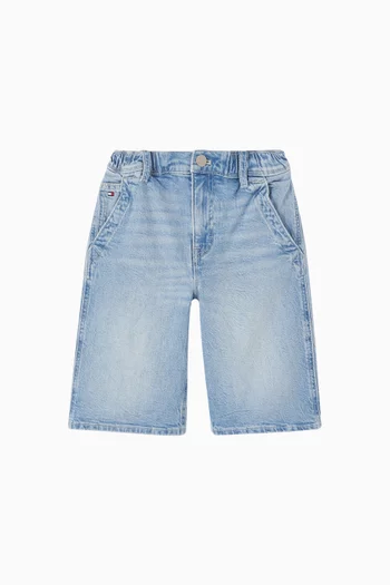 Faded Loose Shorts in Denim