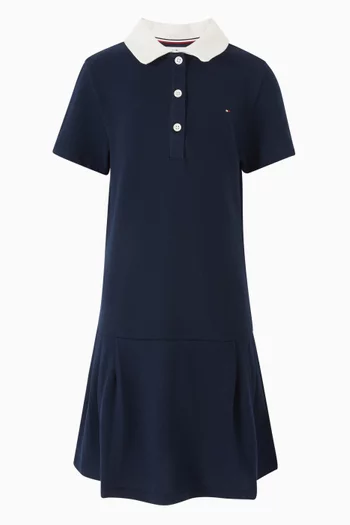 Pleated Polo Dress in Cotton