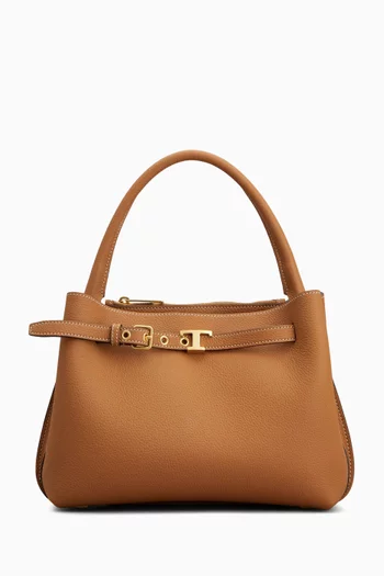 Mini T Signature Top-handle Bag in Leather