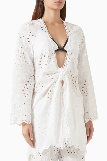 Navaeh Cover-up Kimono in Cotton Eyelet