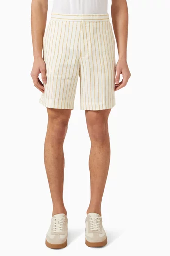 Striped Tailored Shorts in Linen