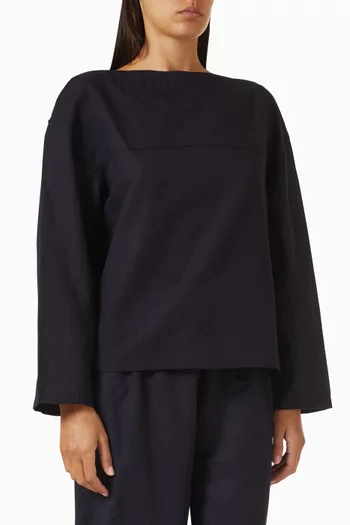 Boat-neck Top in Linen-blend