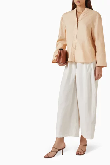 Button-detail Shirt in Linen