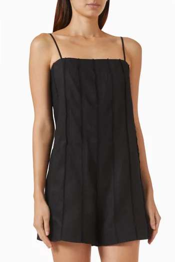 Sculpted Pleated Playsuit in Linen