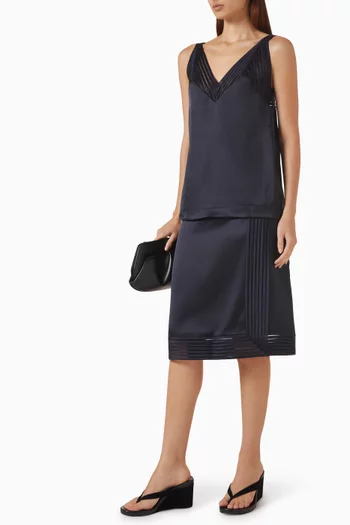 Open-stitch Wrap Skirt in Satin