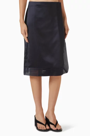 Open-stitch Wrap Skirt in Satin