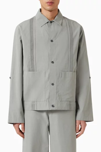 Pintucked Overshirt in Cotton-linen