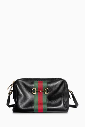 Small Horsebit Web Camera Bag in Leather