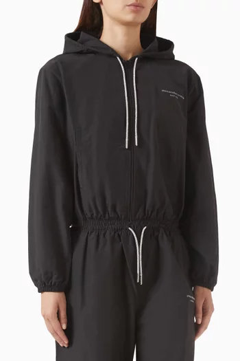 Crystal Cropped Zip Hoodie in Cotton-fleece