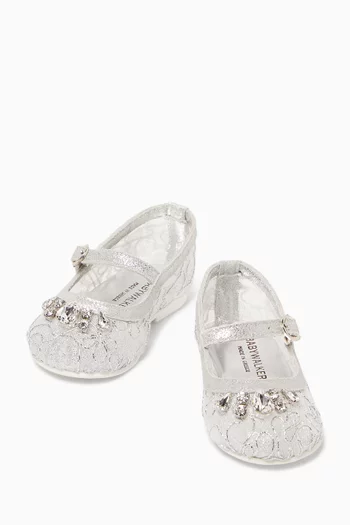 Swarovski Crystal Ballerinas in Mesh Lace