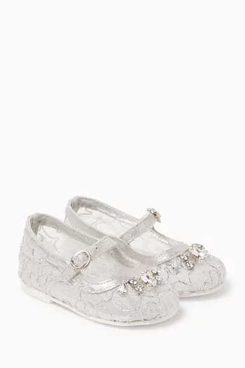 Swarovski Crystal Ballerinas in Mesh Lace