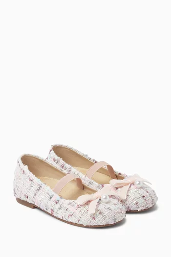 Bow Ballerina Flats in Channel Fabric