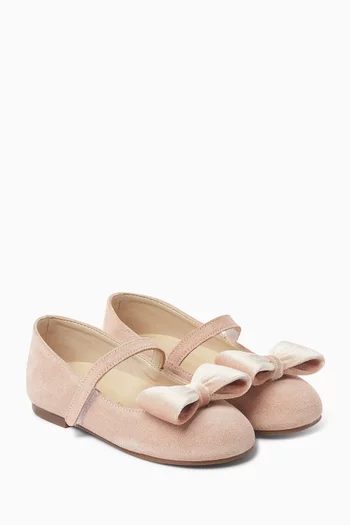 Bow Ballerina Flats in Suede
