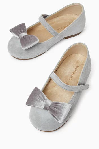 Bow Ballerina Flats in Suede