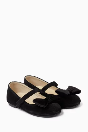 Bow Ballerina Flats in Suede