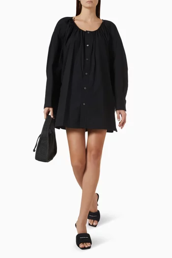 Bungee Scoop-neck Mini Shirt Dress in Cotton