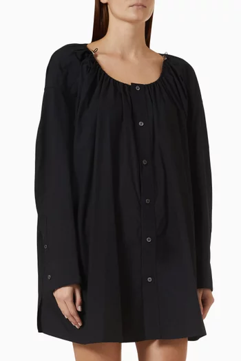 Bungee Scoop-neck Mini Shirt Dress in Cotton