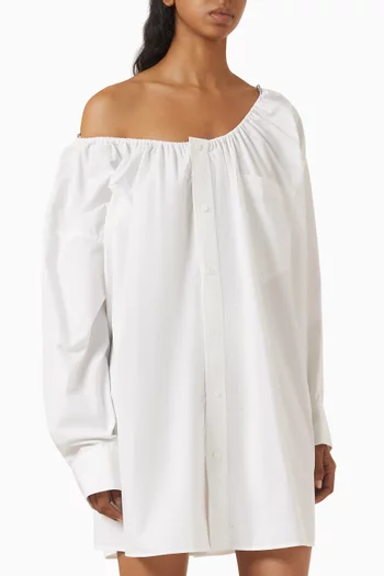 Bungee Scoop-neck Mini Shirt Dress in Cotton