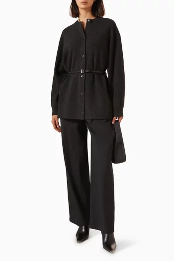 Oversized Belted Cardigan in Wool-blend