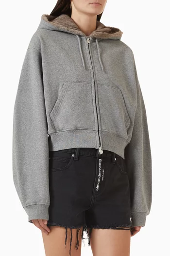 Faux-fur Hood Zip-up Hoodie
