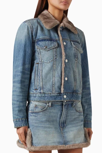 Faux Fur Lined Jacket in Denim