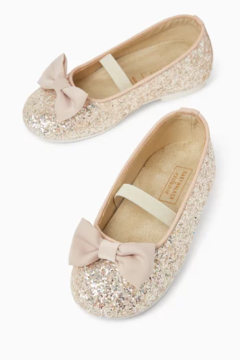 Bow Ballerina Flats in Glitter Fabric