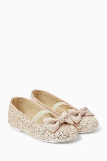 Bow Ballerina Flats in Glitter Fabric