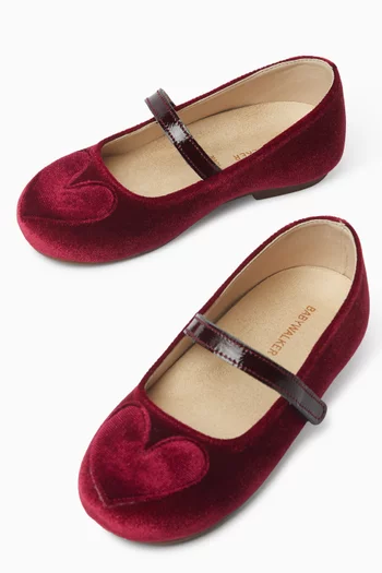 Heart Ballerina Flats in Velvet