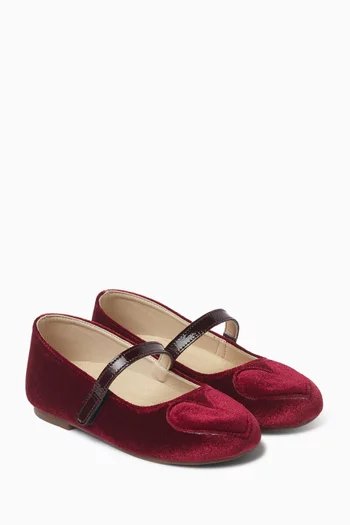 Heart Ballerina Flats in Velvet