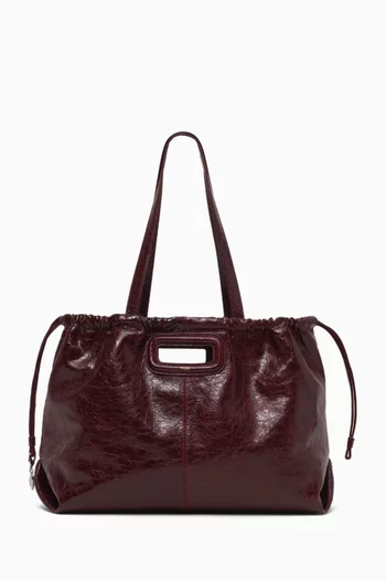 M Tote Bag in Crackled Leather