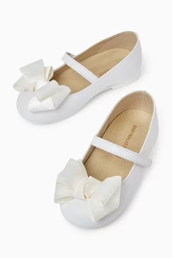 Bow Ballerina Flats in Leather