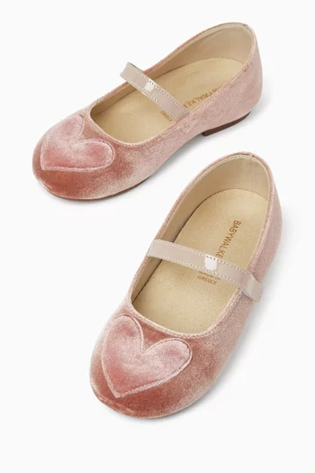 Heart Ballerina Flats in Velvet