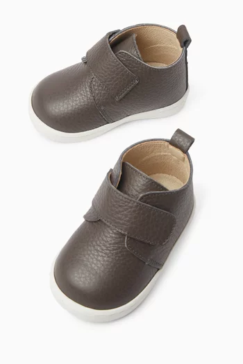 Velcro-strap Boots in Leather